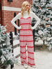 Christmas Color Contrast Wide-Legged Jumpsuit Trendsi
