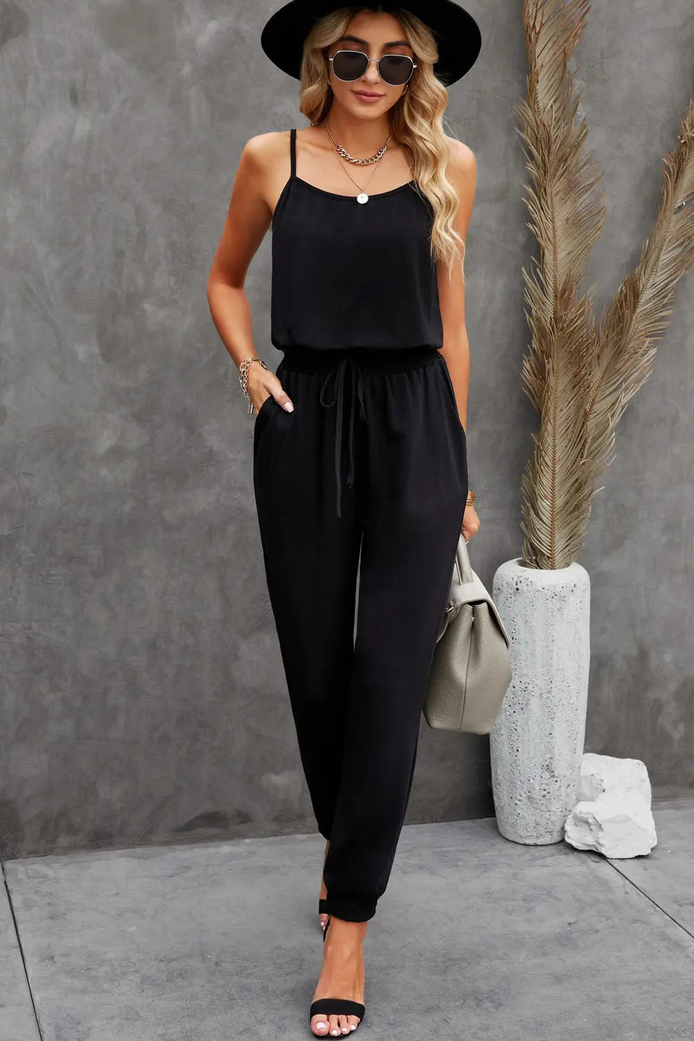 Spaghetti Strap Jumpsuit with Pockets Trendsi