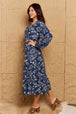  Night Out Full Size Balloon Sleeve Floral Midi Dress -BazaarBey - www.shopbazaarbey.com