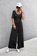 Scoop Neck Half Sleeve Wide Leg Jumpsuit Trendsi