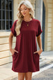 Round Neck Rolled Short Sleeve Tee Dress -BazaarBey - www.shopbazaarbey.com