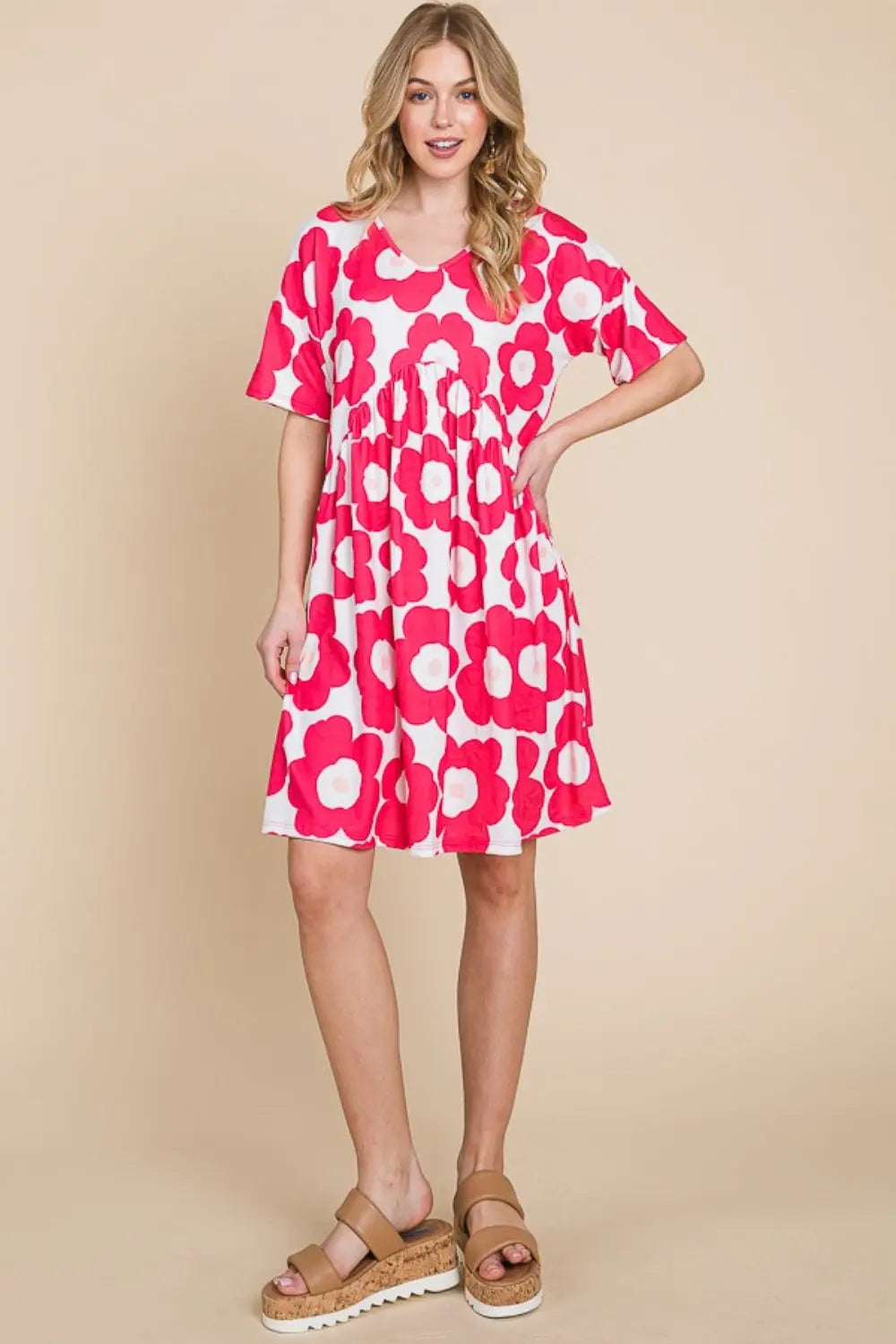  Flower Print Ruched Dress -BazaarBey - www.shopbazaarbey.com