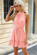 Ruched  Neck Tie Waist Mini Dress -BazaarBey - www.shopbazaarbey.com