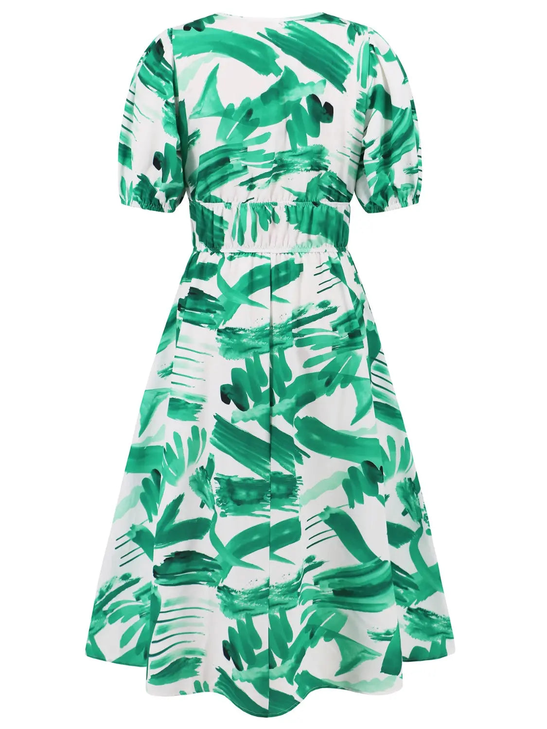Ruched Printed  Short Sleeve Dress -BazaarBey - www.shopbazaarbey.com
