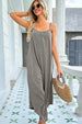 BazaarBey Round Neck Pocketed Sleeveless Jumpsuit 