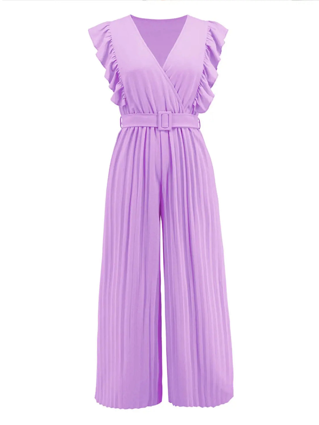 Ruffled Surplice Cap Sleeve Jumpsuit Trendsi