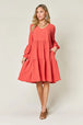  Full Size V-Neck Balloon Sleeve Tiered Dress -BazaarBey - www.shopbazaarbey.com