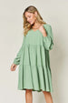  Full Size V-Neck Balloon Sleeve Tiered Dress -BazaarBey - www.shopbazaarbey.com