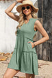 Frill Notched Sleeveless Mini Dress -BazaarBey - www.shopbazaarbey.com