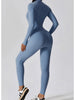 Zip Up Mock Neck Long Sleeve Jumpsuit Trendsi