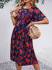 Printed Round Neck Short Sleeve Dress -BazaarBey - www.shopbazaarbey.com