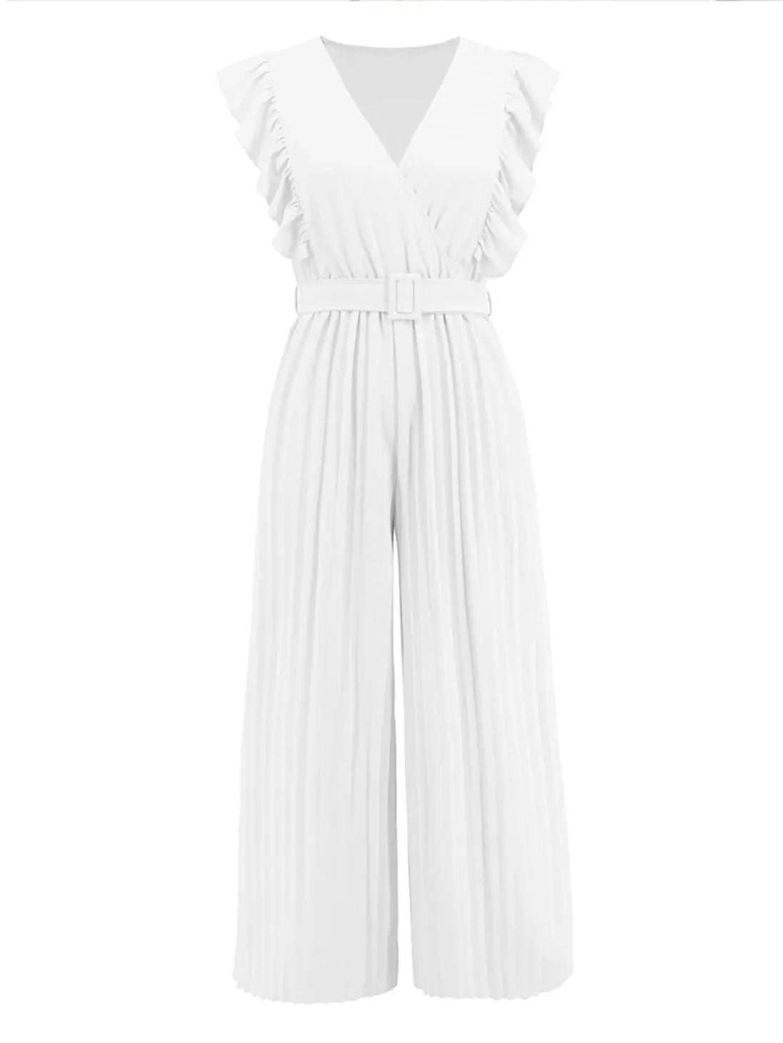 Ruffled Surplice Cap Sleeve Jumpsuit Trendsi