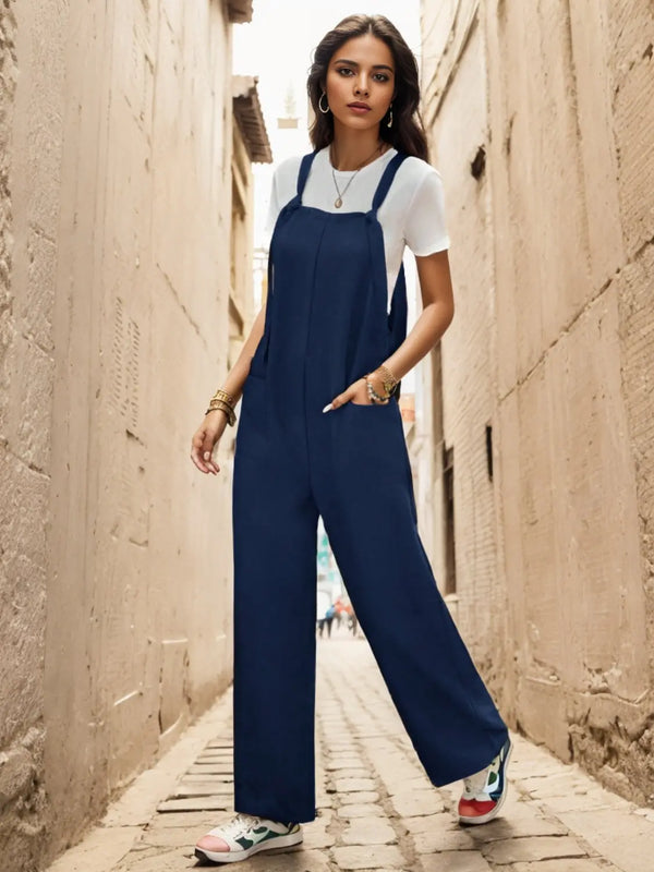 BazaarBey Pocketed Wide Strap Overall 