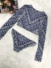 Printed Long Sleeve Top and Brief Swim Set Trendsi