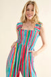 And The Why  Striped Smocked Sleeveless Jumpsuit Trendsi
