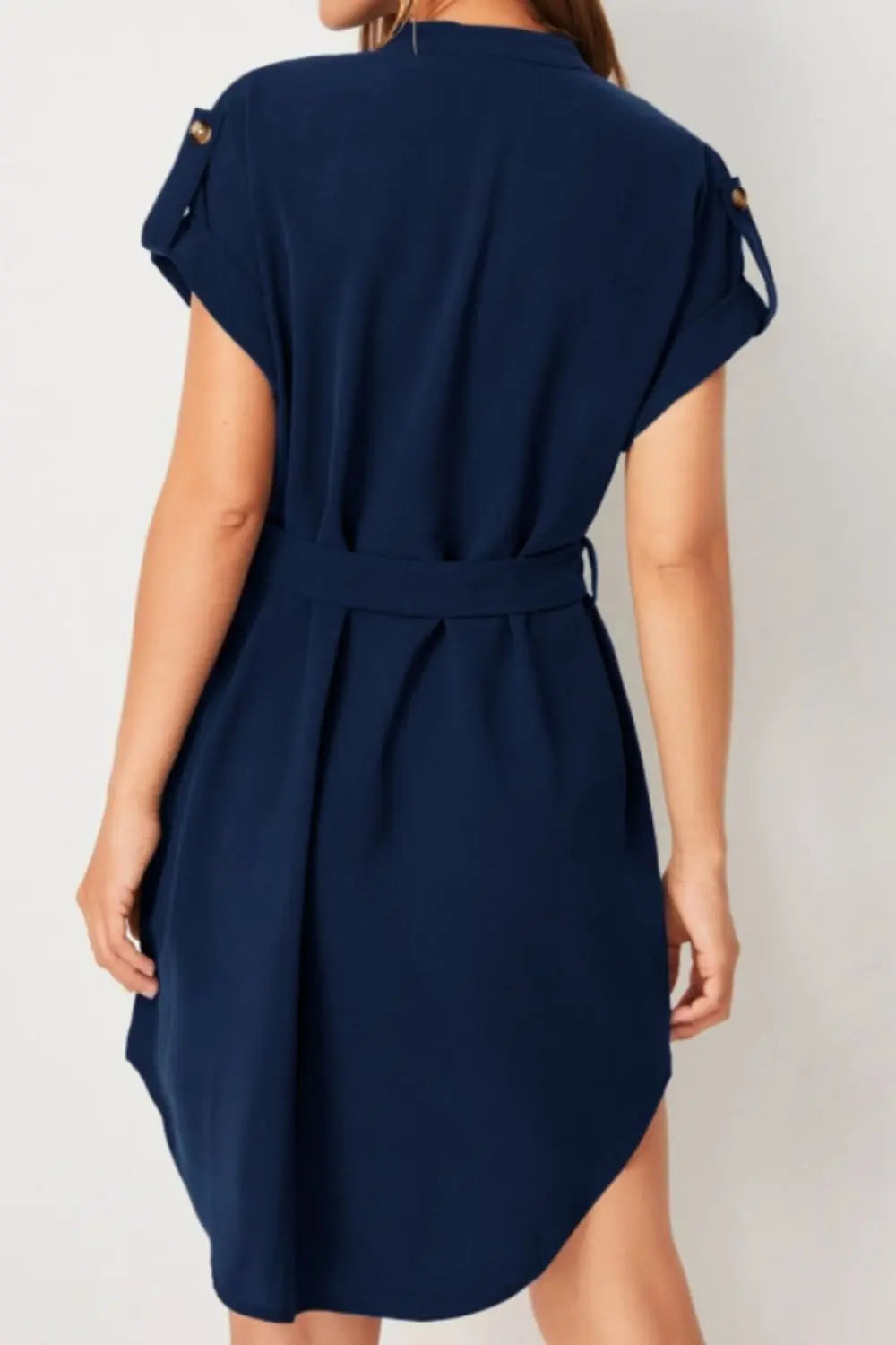 Tied Notched Short Sleeve Dress -BazaarBey - www.shopbazaarbey.com
