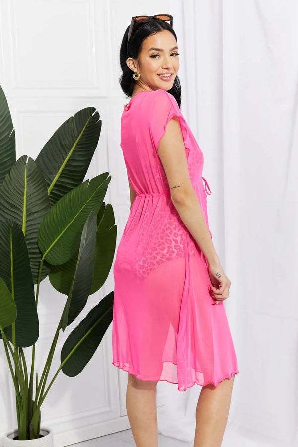  Swim Pool Day Mesh Tie-Front Cover-Up Trendsi