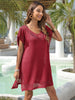 Slit Openwork V-Neck Cover-Up Trendsi