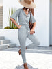 Buttoned Half Sleeve Round Neck Jumpsuit Trendsi