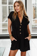 BazaarBey Pocketed V-Neck Short Sleeve Romper 