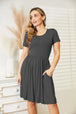  Full Size Short Sleeve Dress with Pockets -BazaarBey - www.shopbazaarbey.com