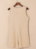 Waffle-Knit Half Button Sleeveless Romper with Pockets Trendsi