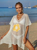 BazaarBey  Flower V-Neck Short Sleeve Cover Up 
