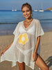 BazaarBey  Flower V-Neck Short Sleeve Cover Up 