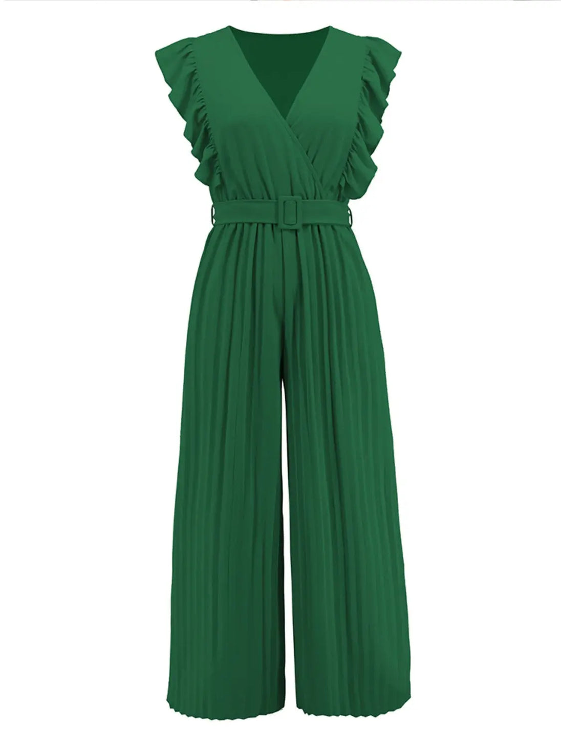 Ruffled Surplice Cap Sleeve Jumpsuit Trendsi
