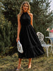  Neck Spliced Lace Midi Dress -BazaarBey - www.shopbazaarbey.com