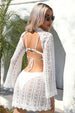Openwork Scalloped  Long Sleeve Cover-Up Dress Trendsi