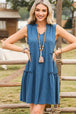 Frill Notched Sleeveless Mini Dress -BazaarBey - www.shopbazaarbey.com