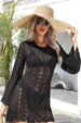 Openwork Scalloped  Long Sleeve Cover-Up Dress Trendsi