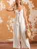 BazaarBey Sleeveless Tie Front Wide Leg Jumpsuit 