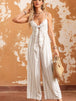 BazaarBey Sleeveless Tie Front Wide Leg Jumpsuit 