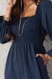 Smocked Long Flounce Sleeve Square Neck Jumpsuit Trendsi