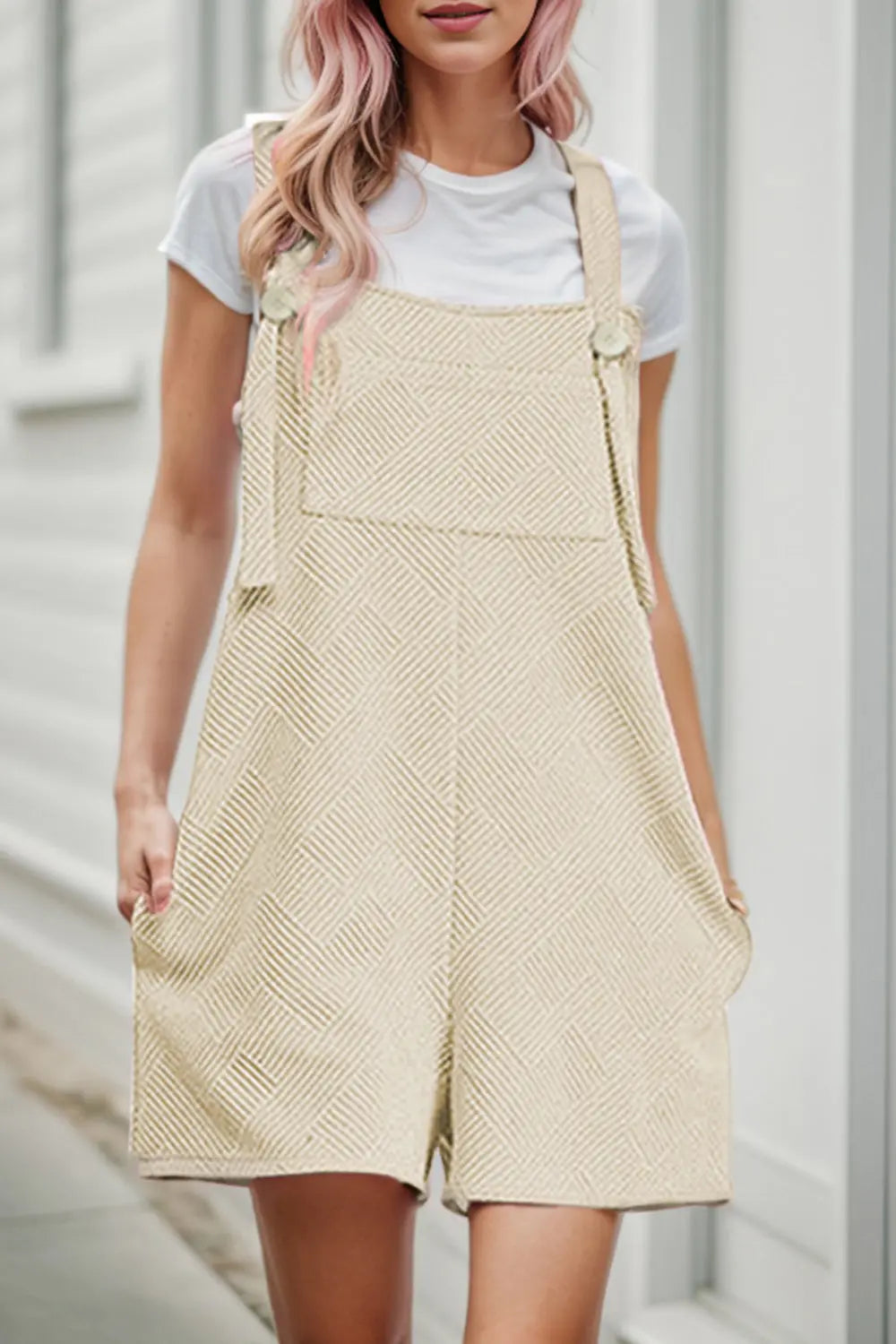 Textured Overall with Pockets Trendsi