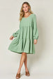  Full Size V-Neck Balloon Sleeve Tiered Dress -BazaarBey - www.shopbazaarbey.com