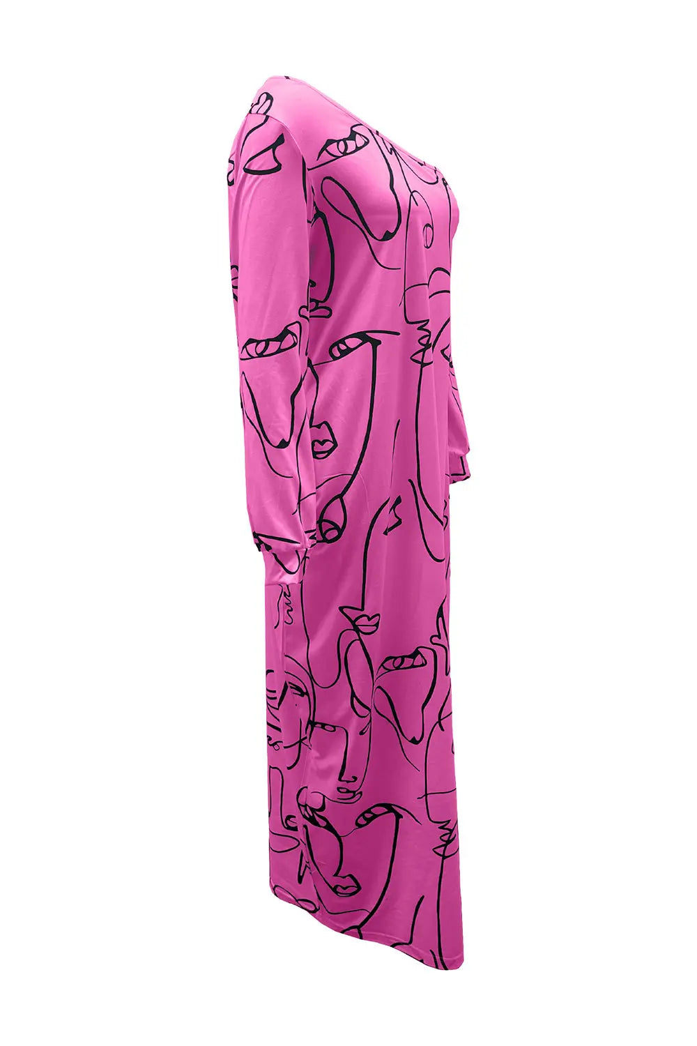 Printed Single Shoulder Lantern Sleeve Maxi Dress -BazaarBey - www.shopbazaarbey.com