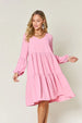  Full Size V-Neck Balloon Sleeve Tiered Dress -BazaarBey - www.shopbazaarbey.com
