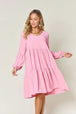  Full Size V-Neck Balloon Sleeve Tiered Dress -BazaarBey - www.shopbazaarbey.com