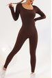 Square Neck Long Sleeve Active Jumpsuit Trendsi