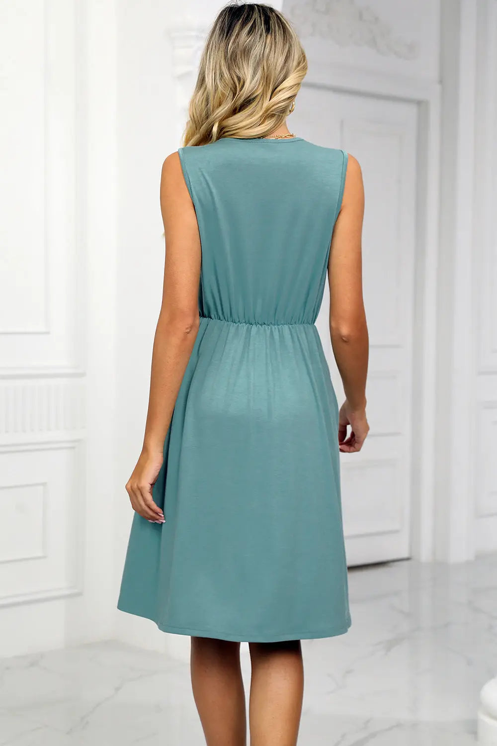 Pocketed V-Neck Wide Strap Dress -BazaarBey - www.shopbazaarbey.com