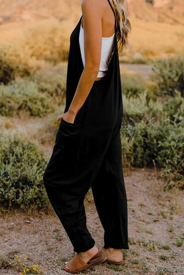 V-Neck Sleeveless Jumpsuit with Pocket Trendsi