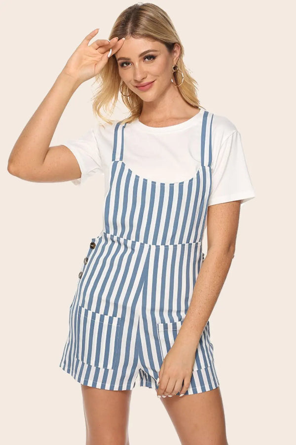 BazaarBey Striped Scoop Neck Romper 