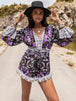 BazaarBey Printed  Half Button Balloon Sleeve Romper 