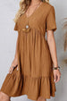 Full Size Ruched V-Neck Short Sleeve Dress -BazaarBey - www.shopbazaarbey.com