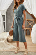 Tie-Waist Buttoned Cropped Jumpsuit Trendsi