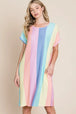  Striped Short Sleeve Dress with Pockets -BazaarBey - www.shopbazaarbey.com