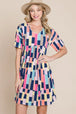  Ruched Color Block Short Sleeve Mini Dress -BazaarBey - www.shopbazaarbey.com